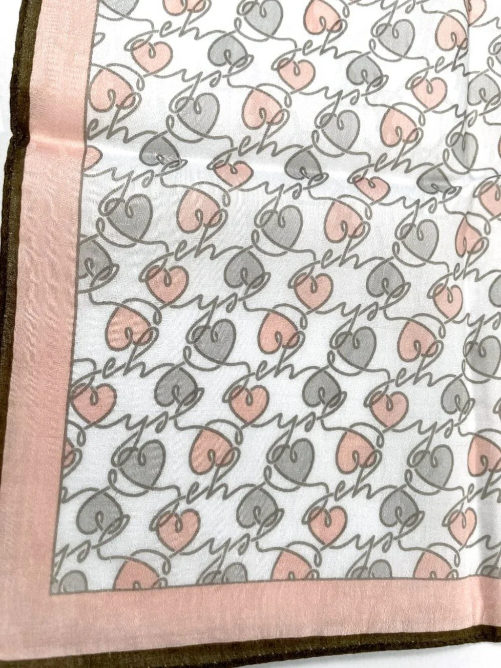 Vintage NWT Yves Saint Laurent Hearts Logo Cotton Scarf